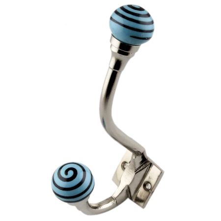 Turquoise Black Strip Ceramic Iron Hooks